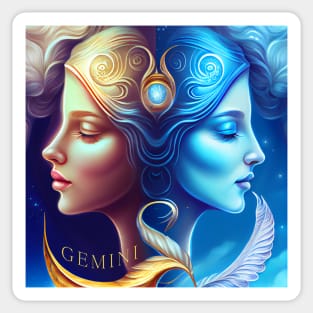 Zodiac Sign GEMINI - Fantasy Illustration of Gemini Sticker